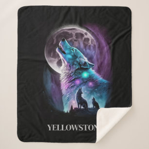 Cobertor Sherpa Yellowstone Wolf Sherpa Blanket Throw