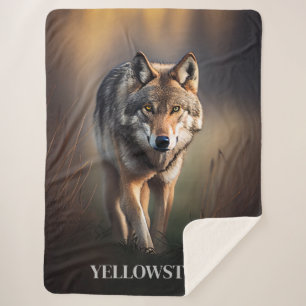 Cobertor Sherpa Yellowstone Wolf Sherpa Blanket Throw