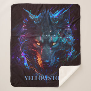 Cobertor Sherpa Yellowstone Wolf Sherpa Blanket Throw