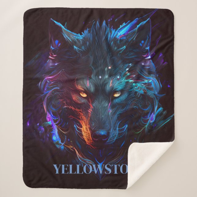 Cobertor Sherpa Yellowstone Wolf Sherpa Blanket Throw (Frente)