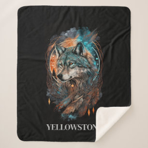 Cobertor Sherpa Yellowstone Wolf Sherpa Blanket Throw