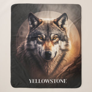 Cobertor Sherpa Yellowstone Wolf Sherpa Blanket Throw