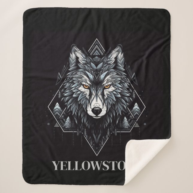 Cobertor Sherpa Yellowstone Wolf Sherpa Blanket Throw (Frente)