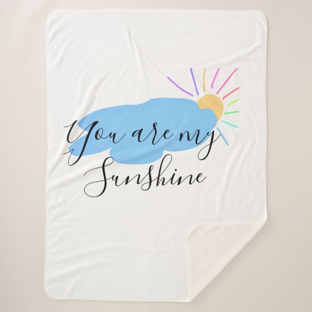 Cobertor Sherpa you are my sunshine yellow orange sun rays clouds (Frente)