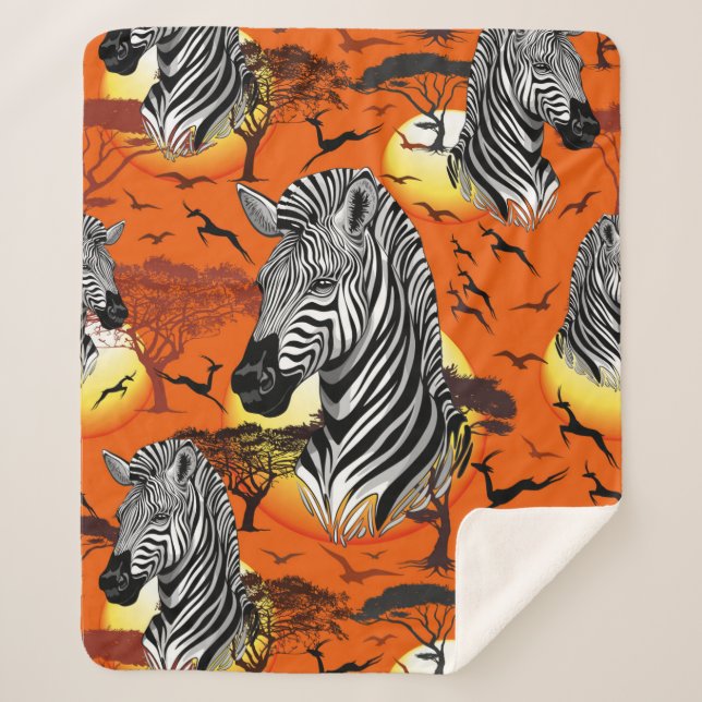 Cobertor Sherpa Zebra African Savanna Wild Animal (Frente)