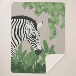 Cobertor Sherpa Zebra entre Folhas