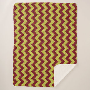 Cobertor Sherpa Zig Zag Vermelho e Dourado