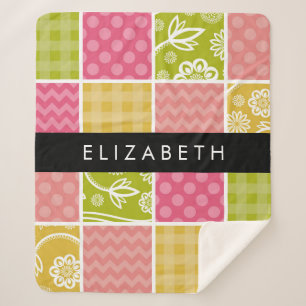 Cobertor Sherpa Zigzag, Chevron, Bolinhas, Gingham, Seu Nome