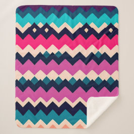 Cobertor Sherpa Zigzag Chevron - Design de Padrão Colorido