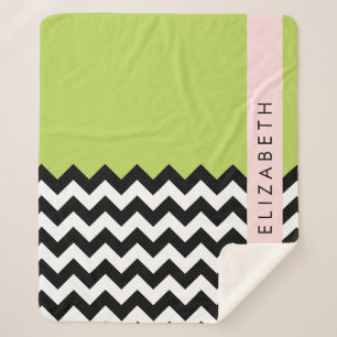 Cobertor Sherpa Zigzag preto-e-branco, Chevron, verde, seu nome