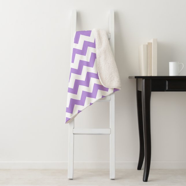 Cobertor Sherpa Zigzag Roxo, Chevron Roxo, Padrão Geométrico (In Situ)