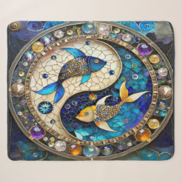 Cobertor Sherpa Zodíaco - Peixes Yin e Yang
