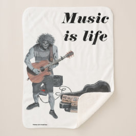 Cobertor Sherpa Zombie Guitar Music Fantasy Art Sherpa Blanket
