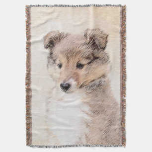 Cobertor Shetland Sheepdog Puppy Pintura Original