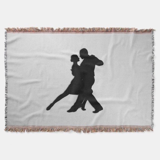 Cobertor Silhueta de dançarinos de Tango 2 Prata (Frente)