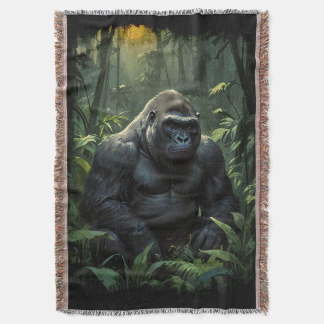 Cobertor Silverback Gorilla na Selva do Ruanda (Frente Vertical)