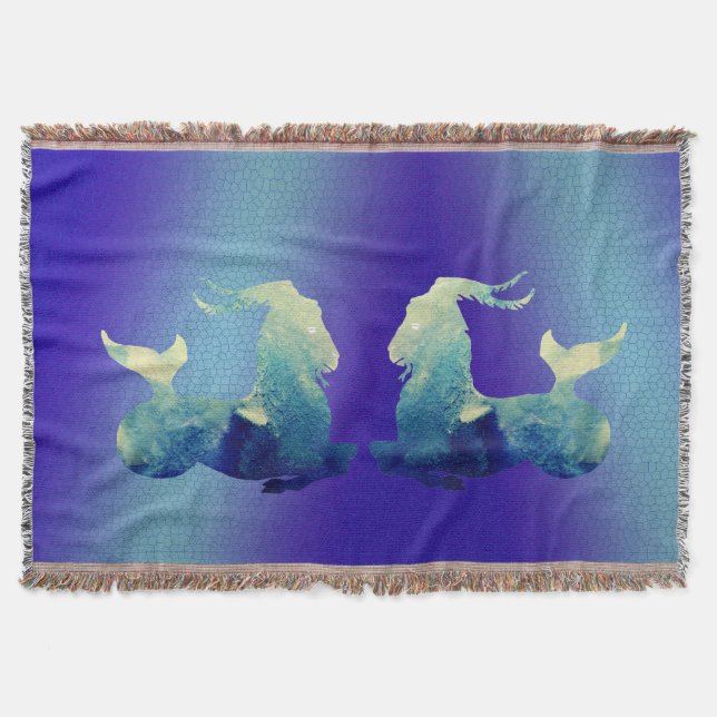Cobertor Símbolo de Capricórnio de Aquarela (Frente)