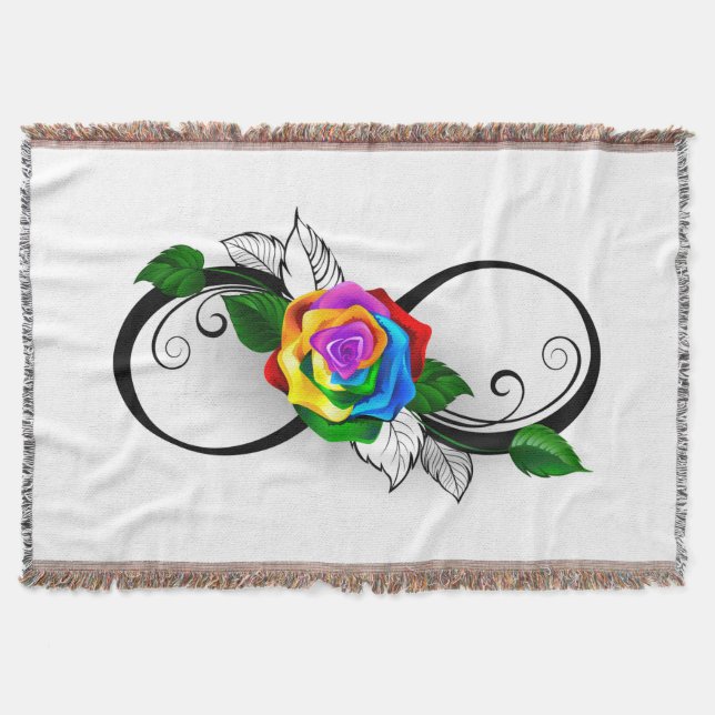 Cobertor Símbolo de Infinito com Rosa Arco-íris (Frente)