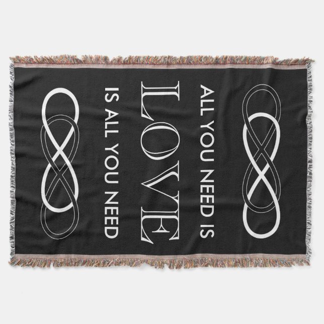 Cobertor Símbolo duplo Infinito - Preto e Branco (Frente)