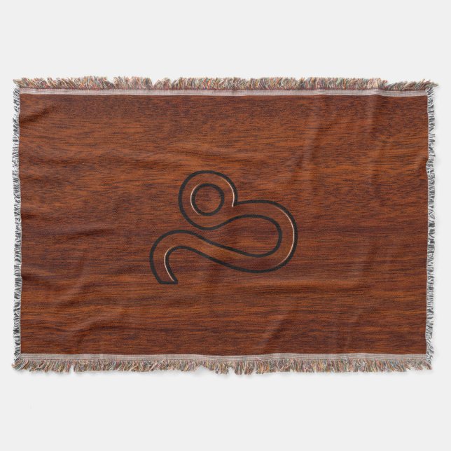 Cobertor Símbolo Leo Zodiac no estilo madeira Mahogany (Frente)