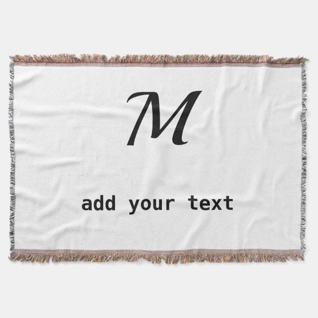 Cobertor simples e mínimo adicione sua foto de monograma de (Frente)