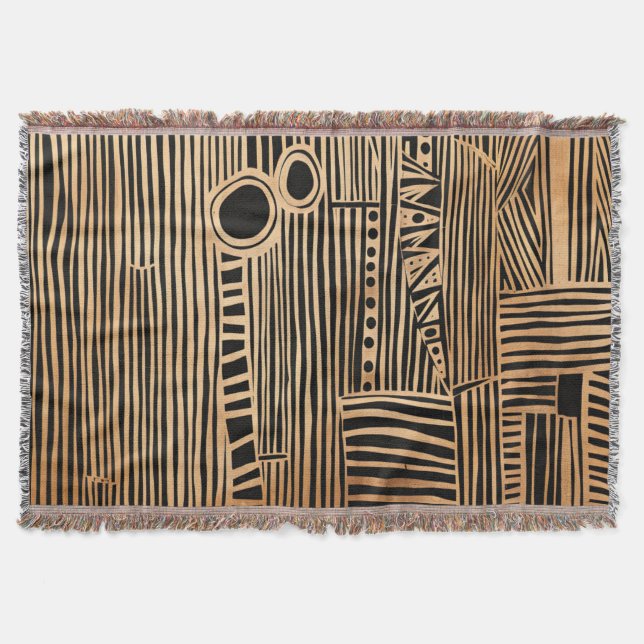 Cobertor Simples preto e bege Japandi (Frente)