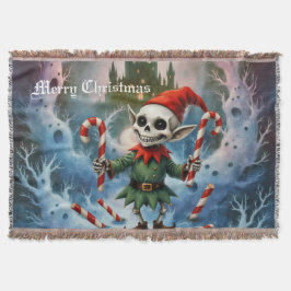 Cobertor Skeleton Christmas Elf – Creepy Cute Dark Holiday 