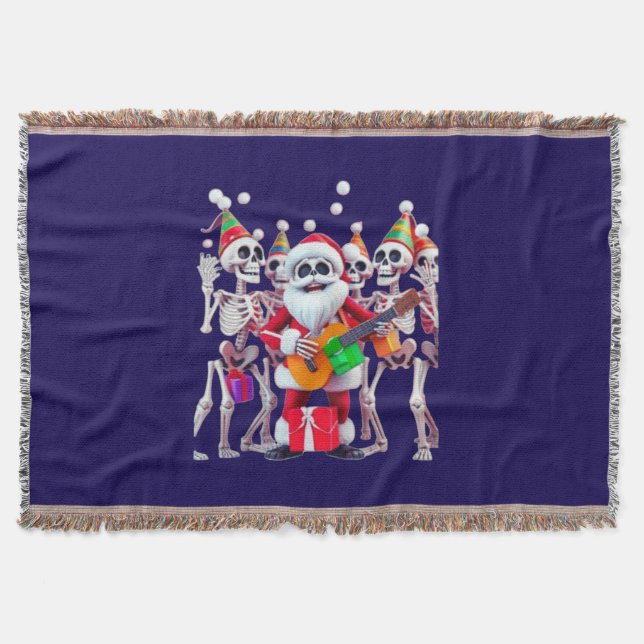 Cobertor **Skeleton Santa Party – Funny 3D Christmas Skelet (Frente)