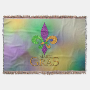 Cobertor SlipperyJoe's festivo tema Mardi Gras roxo gre