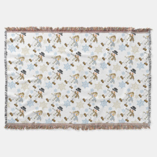 Cobertor Snowman Snowflake Pattern