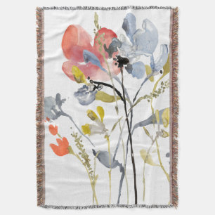 Cobertor Sobreposição de Flor - Flores de Pastel de Aquar