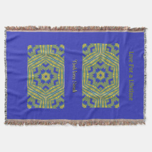 Cobertor Sobreposição Geométrica Azul Amarelo
