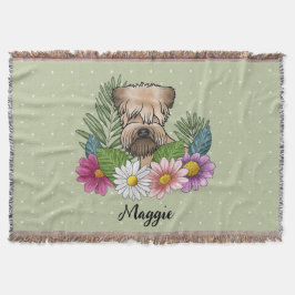 Cobertor Soft-Coated Wheaten Terrier Com Flores E Nome