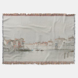 Cobertor Soft Neutral Venice Canal Sketch Art