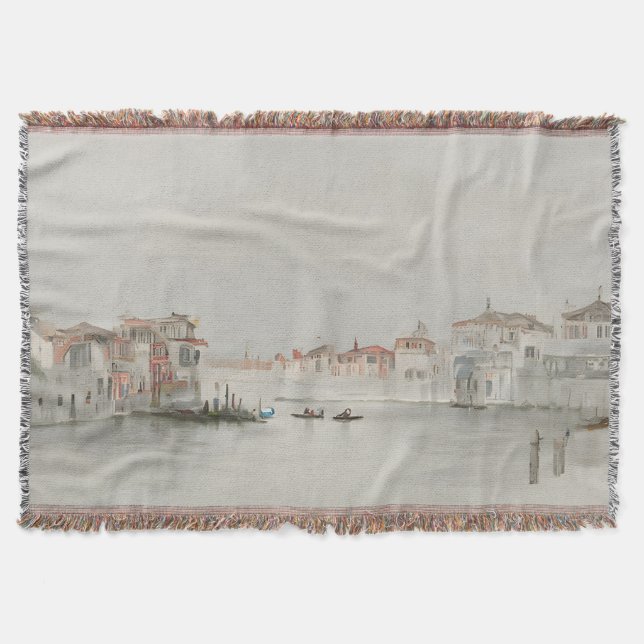 Cobertor Soft Neutral Venice Canal Sketch Art (Frente)