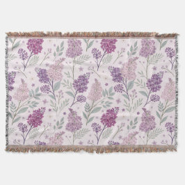 Cobertor Soft Pink and Purple Lilac Floral Pattern