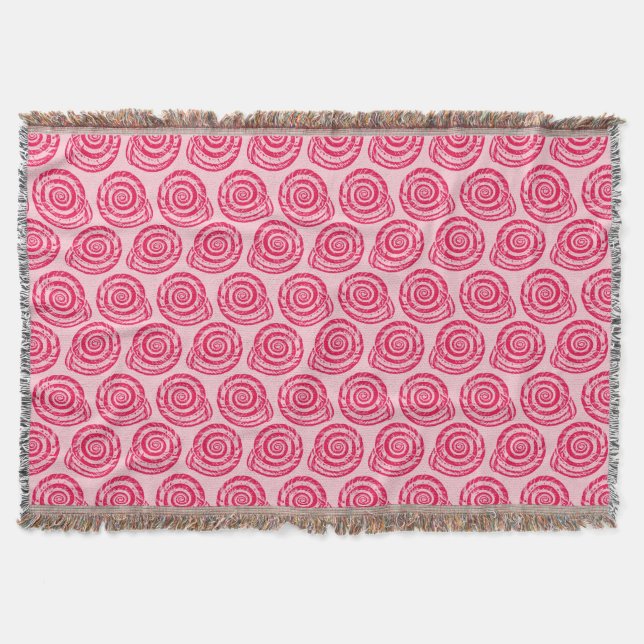 Cobertor Spiral Seashell Block Impressão, Coral Rosa e Fuch (Frente)