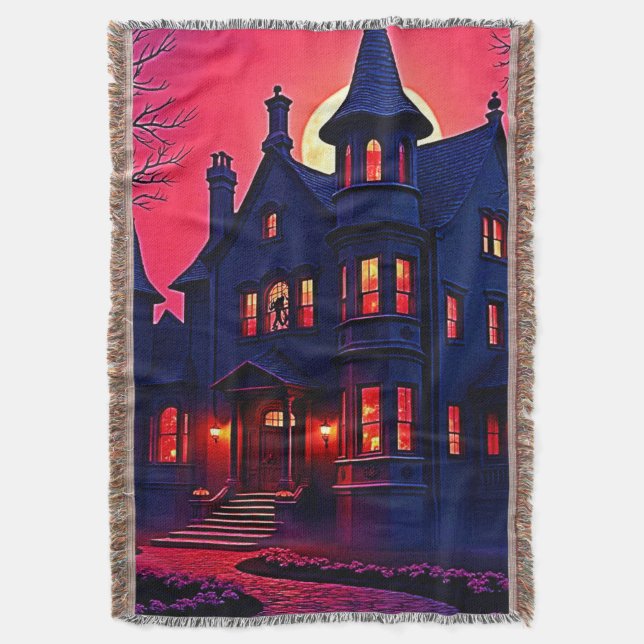 Cobertor Spooky Haunted House em Dusk Design (Frente Vertical)