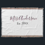 Cobertor Sra adicionar nome sobrenome preto rosa ano modern<br><div class="desc">design feminino</div>