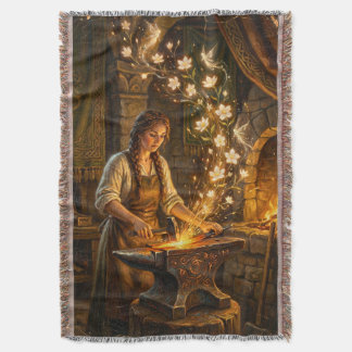 Cobertor St Brigid Blacksmith Fairies Flowers Fantasy Art