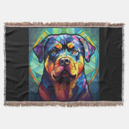 Cobertor Stained Glass Rottweiler 
