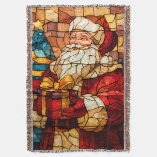Cobertor Stained Glass Santa
