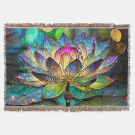 Cobertor Stained Glass Vibrant Lotus Flower