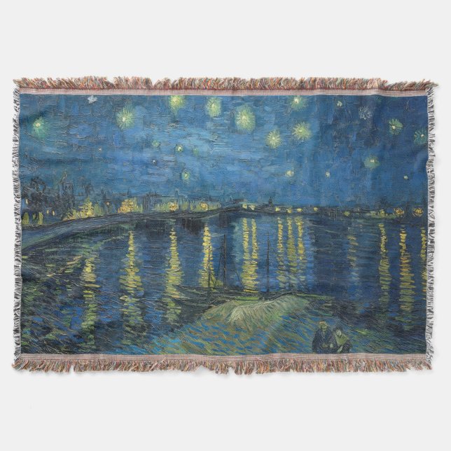 Cobertor Starry Night Over the Rhone (1888) Vincent van Gog (Frente)