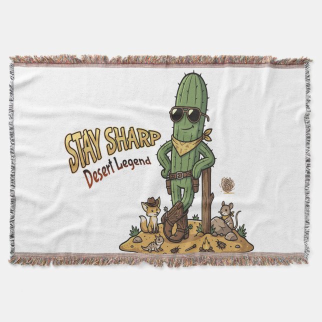 Cobertor Stay Sharp Desert Legend Cowboy Cactus Illustratio (Frente)