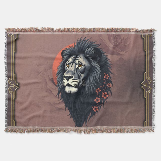 Cobertor Strength and delicacy united, a black lion (Frente)