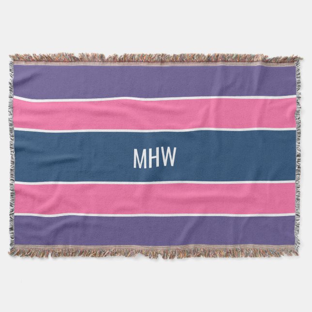 Cobertor Stripes Padrão monograma personalizado lança cober (Frente)