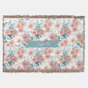 Cobertor Suave Rosa Floral Personalizado de Primavera Vinta