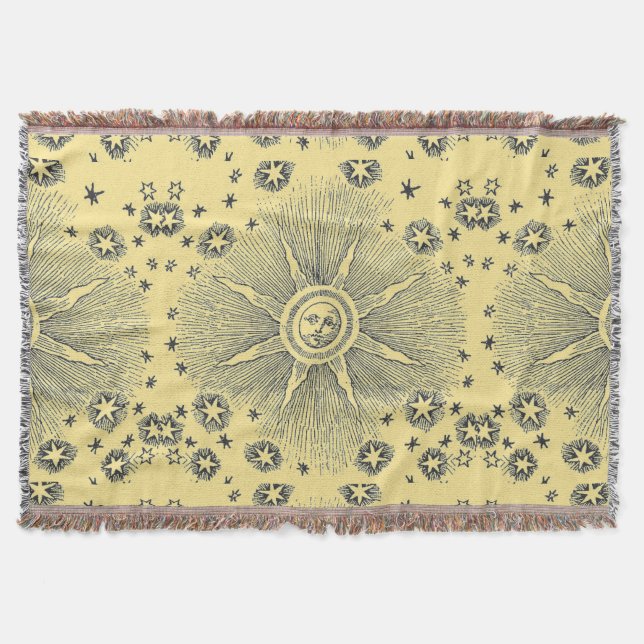Cobertor Sun Stars Antiguamente Night Sky Medieval Zodieval (Frente)
