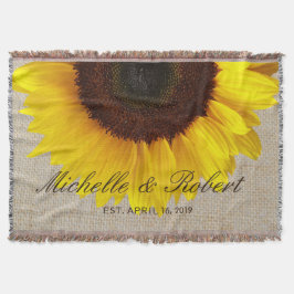 Cobertor Sunflower em Burlap Rustic Country Casamento Perso